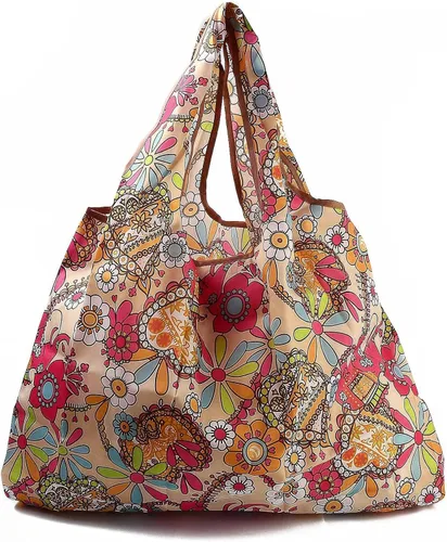 Vista 12 de BEEFLYING Bolsas de comestibles plegables, de nailon, ecológicas y reutilizables, impermeables, bolsas de la compra plegables
