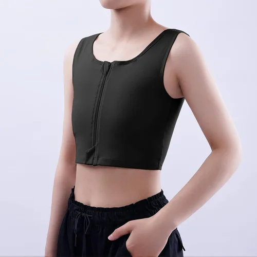 Vista 3 de Women Transgender FTM Chest Binder Zip Up Breathable Half Binder Bra