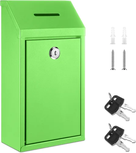 Vista 8 de Yaocom Caja de Recolectión de Donaciones de Efectivo de Metal Caja de Sugerencias Segura con Cerradura Montada en la Pared Buzón de Entrega