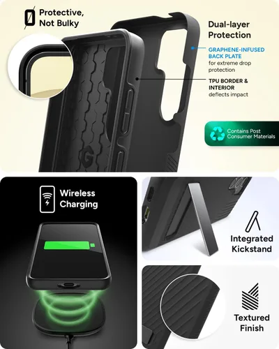 Vista 5 de ZAGG Denali - Funda para Samsung Galaxy S24 con soporte, protección de doble capa con infusión de grafeno, resistente a caídas de 16 pies, diseño