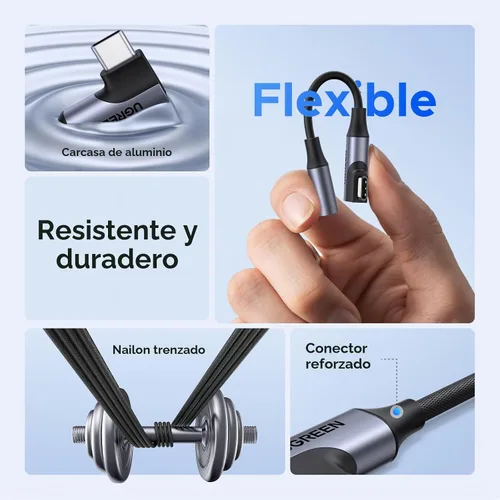 Vista 6 de UGREEN Adaptador de audio USB C en ángulo recto a conector auxiliar