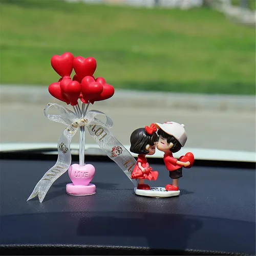 Vista 10 de Lindos adornos para pareja, lindo adorno para el interior del automóvil para parejas, decoración del automóvil, acción de caricaturas para parejas