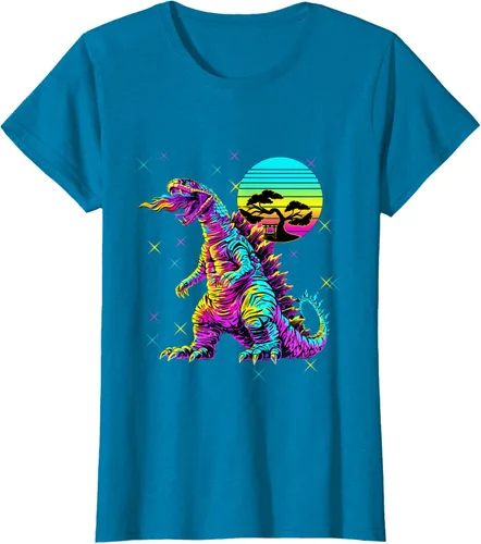 Vista 50 de Cool Streetwear synthwave 80s 90s retro anime snakezilla camiseta, Negro