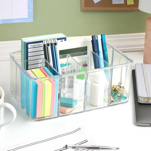 Vista 5 de Organizador de mueble de lavamanos de plástico transparente de calidad superior. 5 compartimientos.