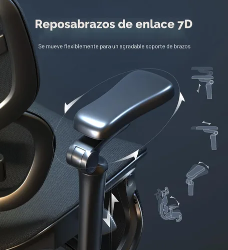 Vista 5 de FlexiSpot Sentinel-Pro - Silla ergonómica para juegos con reposabrazos 7D de doble ala adaptable lumbar 7D 145° 4 posiciones, respaldo ajustable
