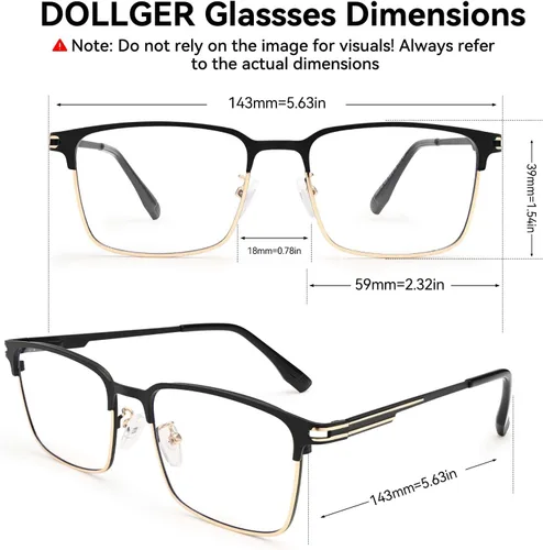 Vista 6 de Dollger Gafas de luz azul para hombre, rectángulo de metal, con bloqueo de luz azul, lentes fotocromáticos de moda para computadora