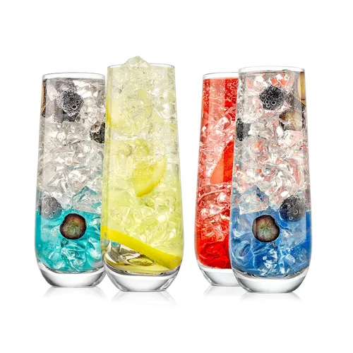 Vista 12 de Copas de champán sin tallo de 9.4 onzas, juego de 2 elegantes vasos de cristal transparente con borde estrecho, sin plomo, apto para lavavajillas