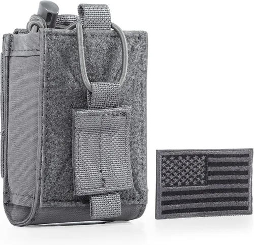 Vista 8 de OneTigris Funda de radio para BaoFeng UV-5R BF-F8HP Bolsa de nailon MOLLE para Walkie Talkie Rifle Mag (negro) Fit BaoFeng UV-5R BF-F8HP,w/ USA