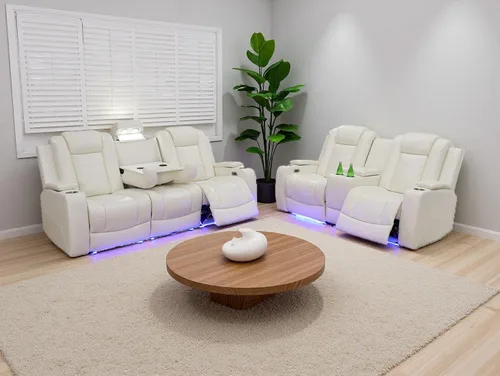 Vista 12 de Sofá reclinable de cuero transpirable con luz LED, sofá modular eléctrico con consola de almacenamiento, soporte para tazas para cine en casa, sala