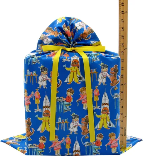 Vista 3 de Girl Power - Bolsa de regalo de tela reutilizable para cumpleaños o celebración infantil (grande, 20 pulgadas de ancho por 27 pulgadas de alto)