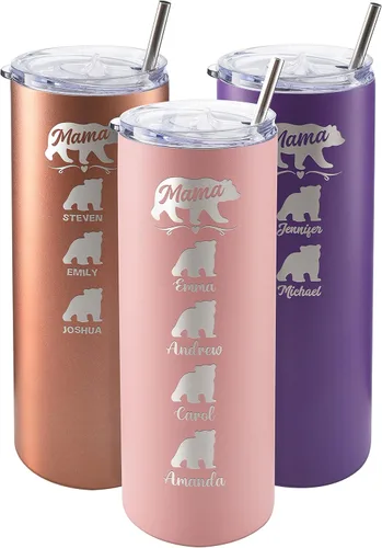 Vista 17 de Vaso de Mamá Oso, vaso personalizado para mamá Oro Rosa
