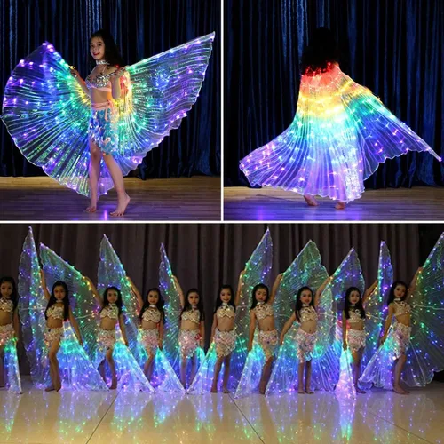 Vista 2 de HOTBEST Alas LED ISIS, alas de danza del vientre, alas de mariposa LED coloridas iluminadas, alas de baile de ángel brillante con palo telescópico