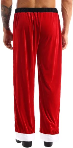 Vista 5 de YOOJOO Disfraz de Papá Noel de terciopelo rojo para hombre, disfraz de Papá Noel, pantalones largos