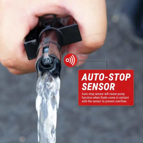 Vista 2 de TERA PUMP Bomba de transferencia de gas, batería D 3 veces más potente, parada automática, sin pérdida de combustible, potente succión (2.2 GPM)