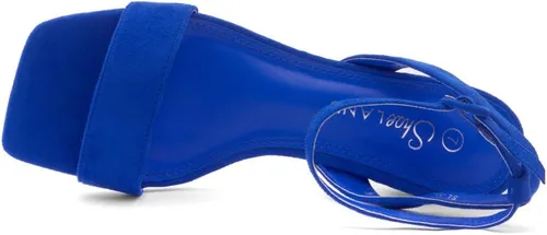 Vista 4 de Shoe Land SL-Melinda - Sandalias de tacón bajo para mujer, con puntera abierta, correa al tobillo, sandalias clásicas de tacón grueso