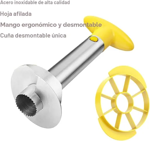 Vista 3 de SameTech Cortador, pelador y rebanador de piñas, de acero inoxidable. Herramienta de cocina, fácil.