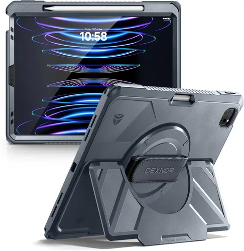 Vista 25 de Dexnor Funda para iPad mini 7 (A17 Pro) 2024/mini 6 2021 de 8.3 pulgadas, funda protectora resistente con correa de mano giratoria de 360° y soporte