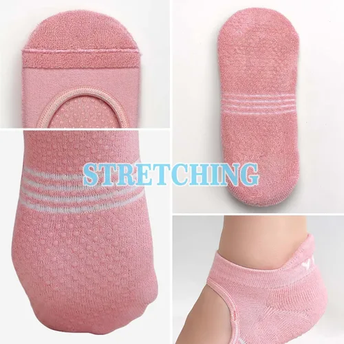 Vista 5 de Hellomamma Calcetines de yoga antideslizantes con agarres, calcetines de pilates y ballet para mujer