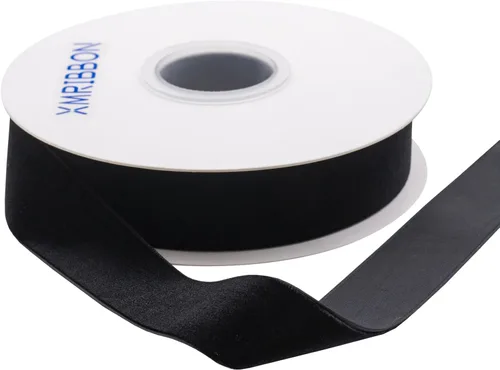 Vista 2 de Cinta de terciopelo negro de un solo lado, carrete de 1 pulgada por 10 yardas