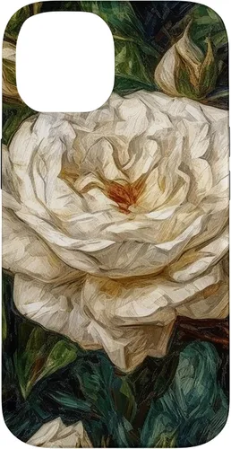 Vista 4 de iPhone 16 Van Gogh Art White Flower White Roses Case