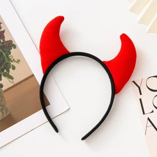 Vista 7 de Disfraz de Halloween de cuernos de diablo para mujeres y hombres, accesorios de diadema de Fancy Evil
