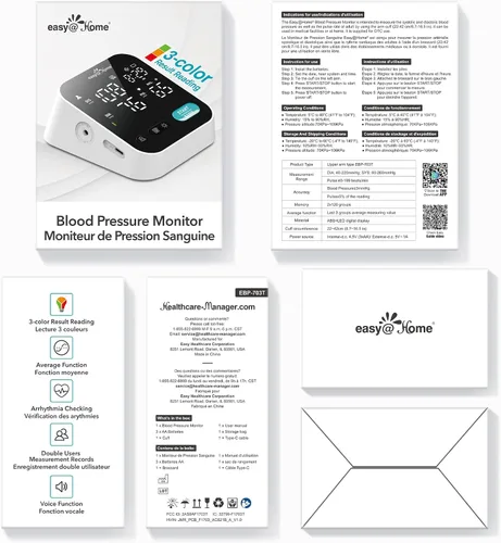 Vista 7 de Monitor de presión arterial para uso doméstico: máquina inteligente Easy@Home BP con aplicación MyHeartPal gratuita, brazalete XL de presión