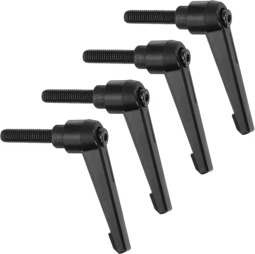 Vista 9 de uxcell 4 perillas ajustables M5 x 0.472 in, rosca macho, botón de trinquete, bloqueo rápido, perno giratorio para maquinaria de torno, color negro