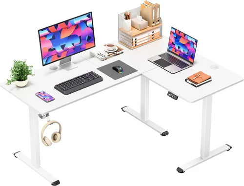 Vista 11 de Furmax 63 x 47 Inch L Shaped Standing Desk with 2 Preset Heights, Electric Height Adjustable Computer Desk, Corner Sit Stand Desk for Home Office, 2