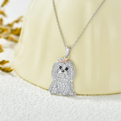 Vista 80 de Collares con colgante de perro de plata de ley S925 – 24 razas corgi/husky/labrador/pastor para mujer