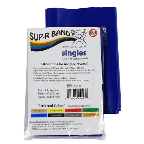 Vista 16 de Cando 10-6303 Sup-R Banda elástica sin látex para ejercicio, 1,5 metros, individual, resistencia media, verde
