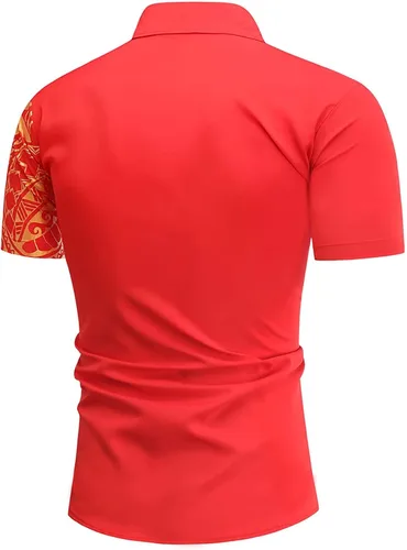 Vista 3 de Polo para hombre de verano estilo étnico Hawaii dad, camisa de manga corta con botones de solapa