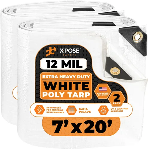 Vista 19 de Xpose Safety Lona protectora de polietileno plateado resistente de 5 x 7 pies - Funda protectora multiusos - Duradera, resistente al agua