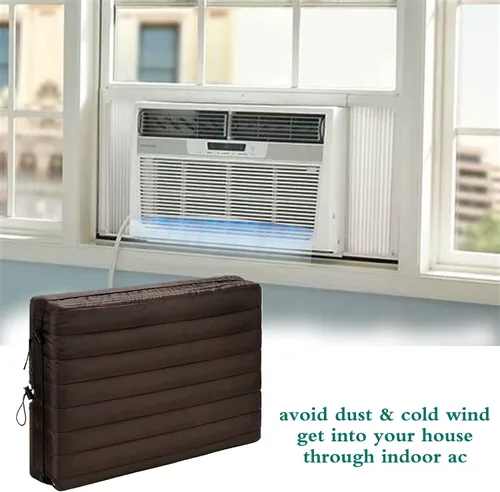 Vista 8 de J&C Cubiertas de aire acondicionado para ventanas de interior, 21 x 15 pulgadas, se adapta a unidades interiores Marrón