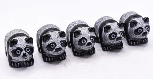 Vista 6 de Figura de oso panda de obsidiana negra de 1.614 in pulida tallada piedra preciosa natural mineral estatuilla coleccionable - China (1 unidad)