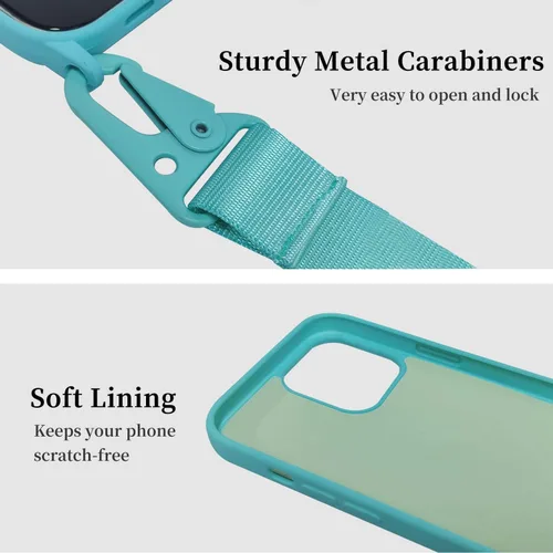 Vista 363 de Funda compatible con iPhone 8 Plus, iPhone 7 Plus/6 Plus/6S Plus con cordón, funda cruzada para iPhone con correa ajustable de silicona para iPhone