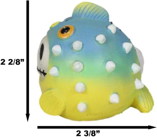 Vista 2 de Ebros Gift Peludo Huesos Puffington Fugu hinchado pez globo océano esqueleto figura 2 pulgadas H Furrybones hinchado pez acuático criatura marina