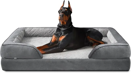 Vista 49 de L Plus - Cama ortopédica para perros grandes, sofá lavable para perros con espuma para huevos, forro impermeable y parte inferior antideslizante