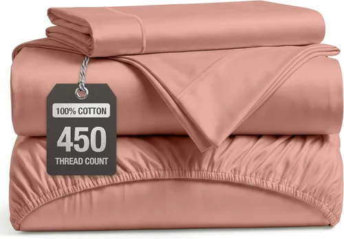 Vista 22 de LANE LINEN Sábanas de cama individual – 450TC algodón peinado de fibra larga de alta calidad, color blanco Soft & Breathable Twin Sheet &