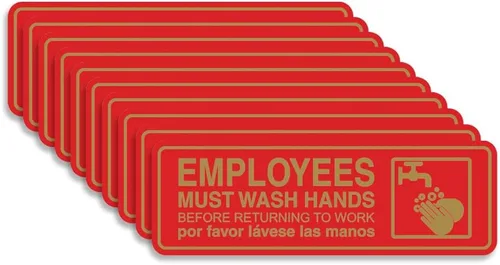 Vista 34 de Standard Employees Must Wash Hands - Letrero para puerta/pared, color negro, pequeño
