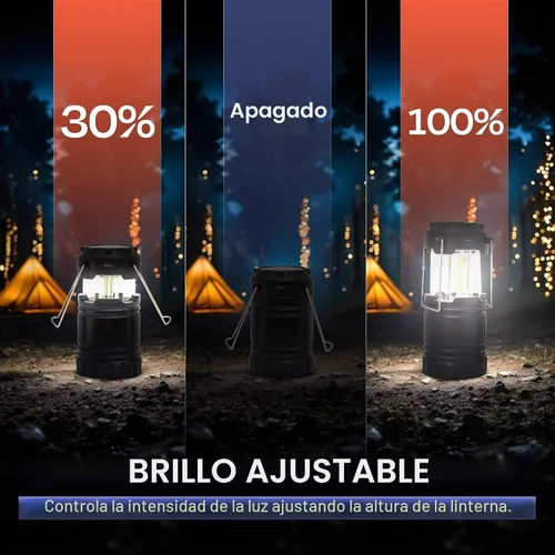 Vista 6 de Linterna de camping recargable, paquete de 2 – Linterna LED para campamento alimentada por batería, linterna solar impermeable para emergencias