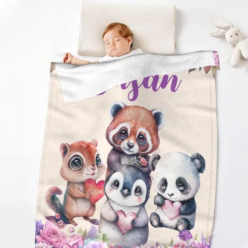 Vista 6 de Manta de bebé personalizada para niñas y niños, manta de bebé personalizada con nombre para niños pequeños, niños, ducha, recién nacidos, guardería