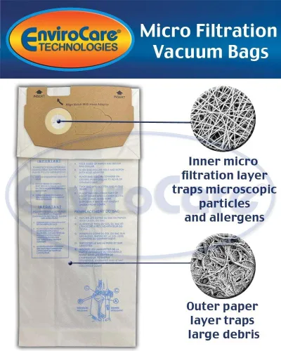 Vista 2 de EnviroCare Bolsas de polvo para aspiradora de microfiltración de repuesto para Eureka Style AA Victory y True HEPA verticales. Paquete de 9