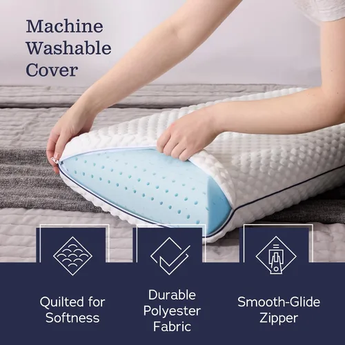 Vista 3 de WEEKENDER Almohada de espuma viscoelástica de gel, tamaño estándar, sensación firme media, soporte para cuello y hombros, para dormir de lado