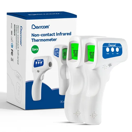 Vista 9 de Berrcom Termómetro digital sin contacto de 3 en 1 para frente y oído, con luz de fondo, sensor de temperatura corporal y de objetos para interiores