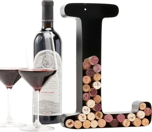 Vista 31 de Soporte de corcho con letra de vino (C) Arte decorativo de pared