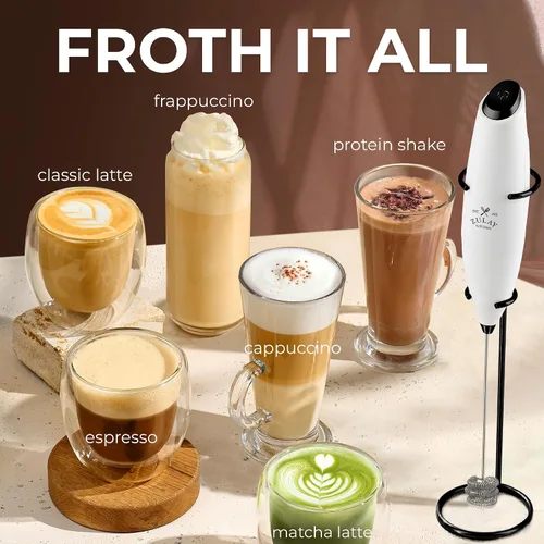 Vista 138 de Zulay Milk Boss Espumador de leche potente manual, hace espuma para latte, batidor para mezclar bebidas, café, miniespumador para capuchino, frappé