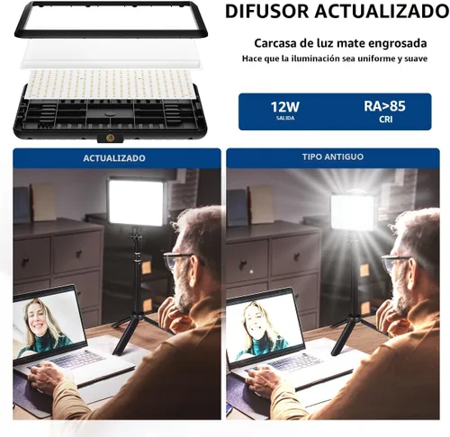 Vista 4 de NiceVeedi Kit de iluminación LED para fotografía, paquete de 2 luces de video portátiles de 8 pulgadas con soporte de trípode ajustable de 29 7.9 in