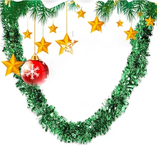 Vista 2 de Guirnalda de oropel rojo de 59 pies, guirnalda metálica de oropel de Navidad, guirnalda metálica para árbol de Navidad, oropel con purpurina