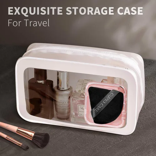 Vista 6 de 6 Piezas Borlas de Polvo Triangulares con 2 Estuches de Viaje, Borlas de Polvo Fijador para Polvo Facial y Base de Maquillaje, Borla de Maquillaje