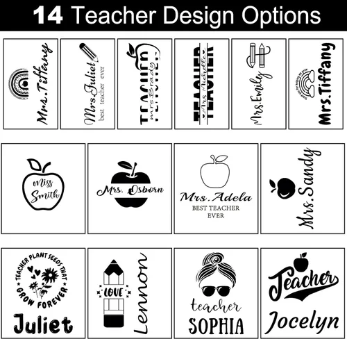 Vista 2 de Vaso personalizado para profesores con asa de 40 onzas, taza con nombre grabado con tapa y pajita, taza de café de viaje de acero inoxidable